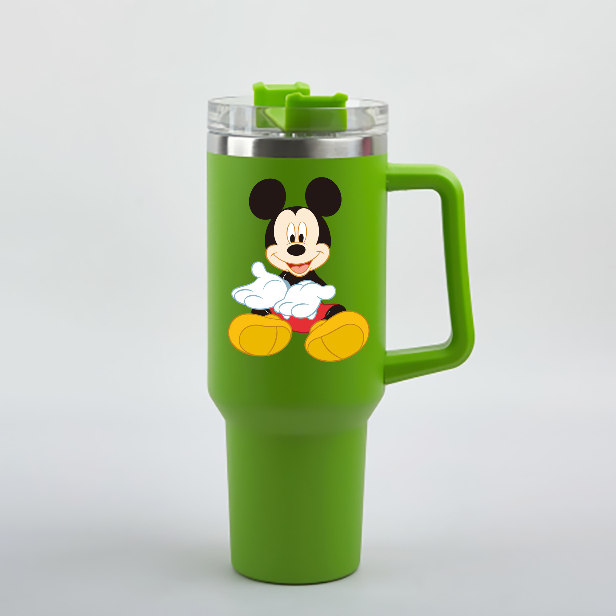 （画像用） ミッキーマウス Mickey Mouse 1200mL車用タンブラー - クリスタルステッカー（プラスチックストロー付き）